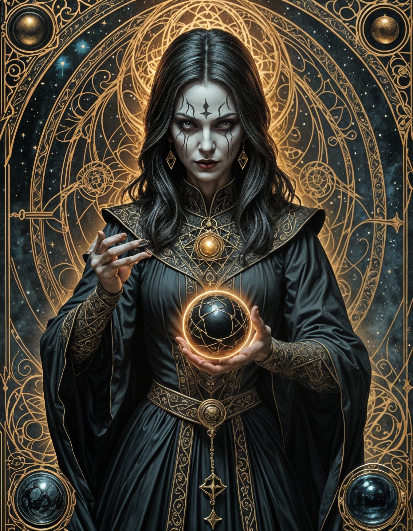 The Magician Tarot Card in Horror Style