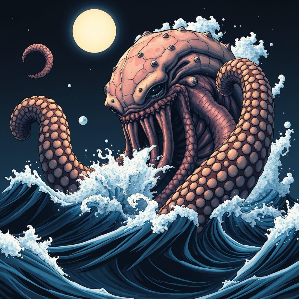 Manga-Inspired Kraken Rises from the Dark Depths