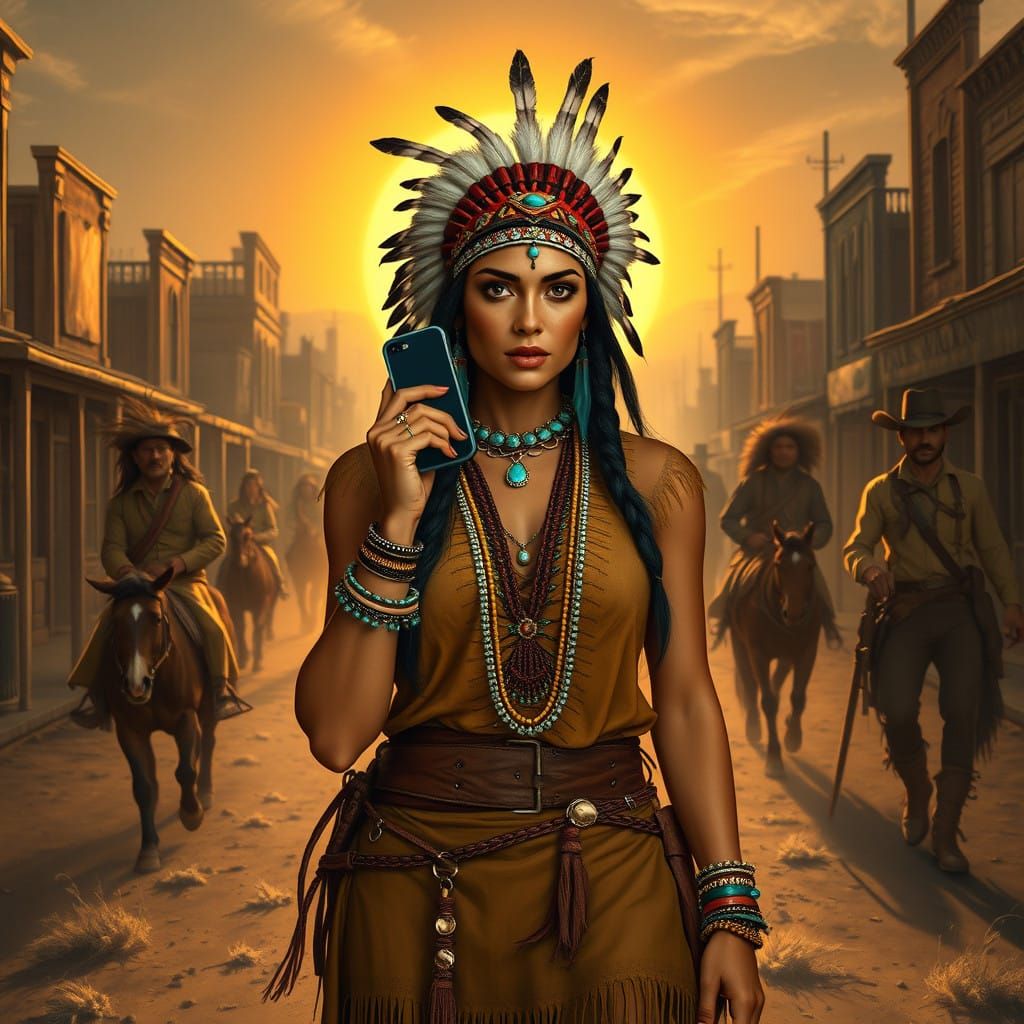 Apache Queen Rides into Lawless Town as Cowboys and Gunmen W...