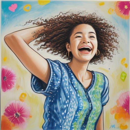 Joyful Woman's Portrait: A Study in Happiness