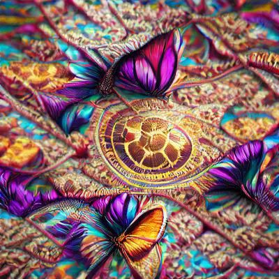 Psychedelic Mandala Butterfly Tapestry Fractal Art