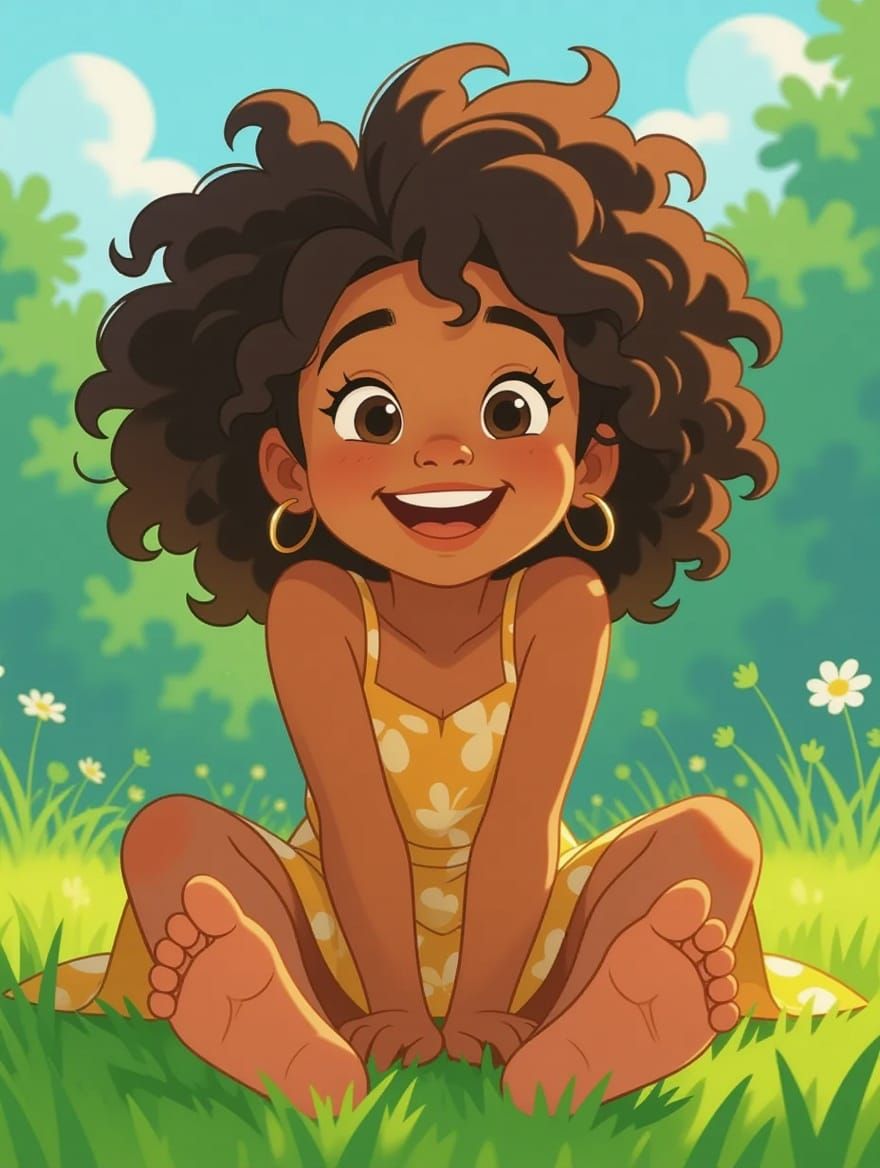 Joyful Black Girl in Pixar-Inspired Animation Cel