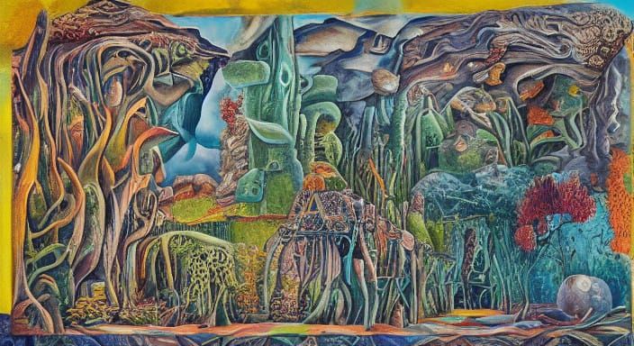 Surreal Dreamscape in Matte Oil Painting Style