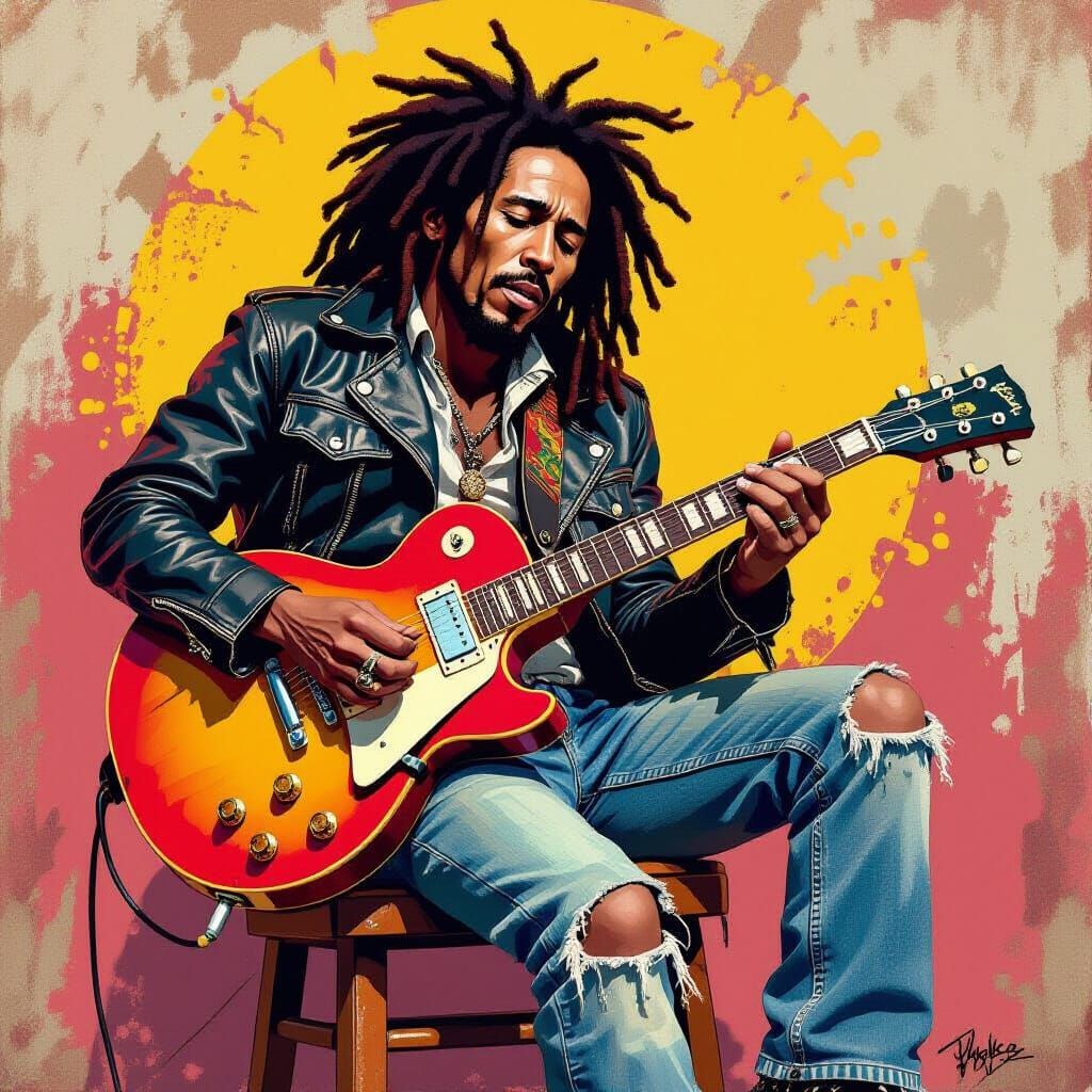 Bob Marley Reimagined in Punk Street Art Style