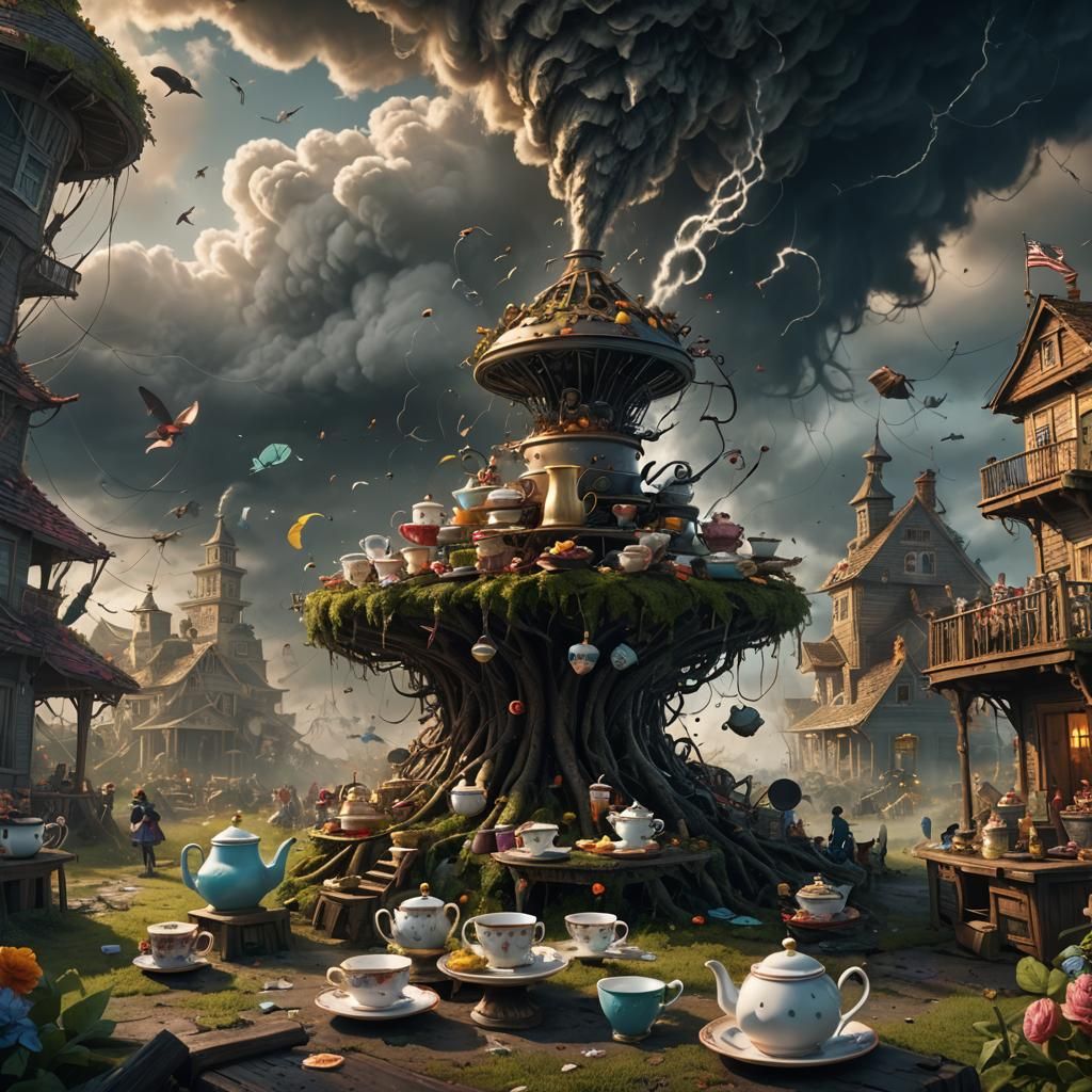Fantastical Tea Party in a Tornado, Digital Art