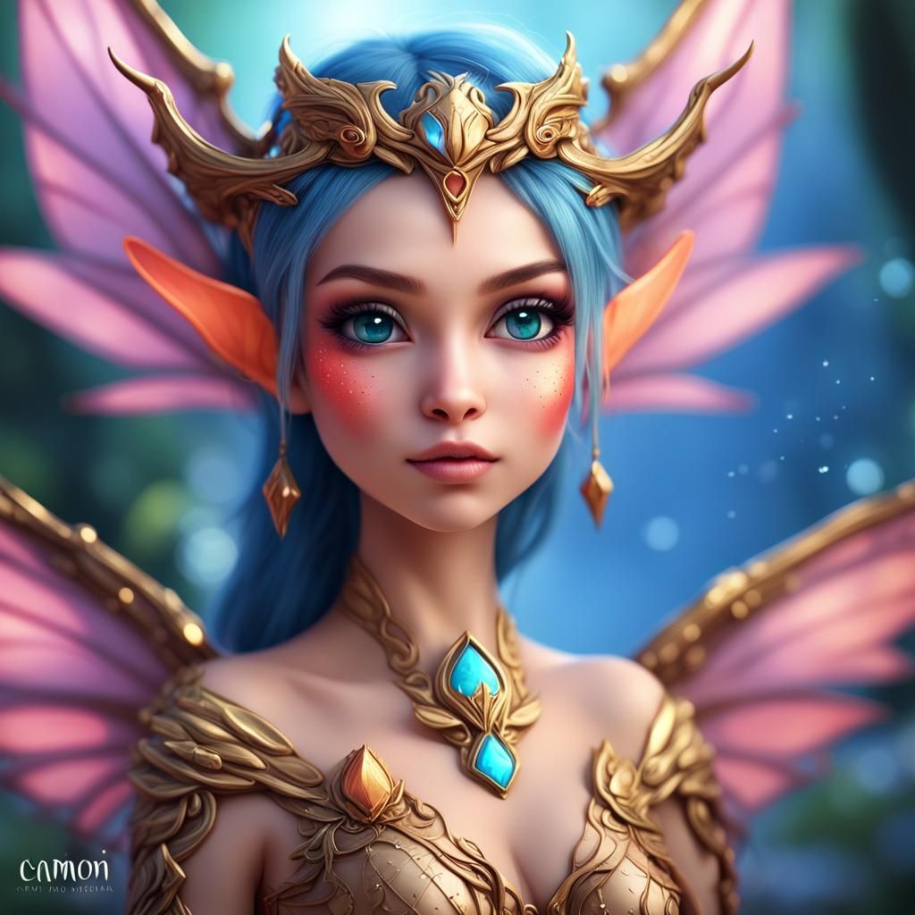 Cute Chibi Fairy Dragon Goddess: Hyperdetailed Digital Art