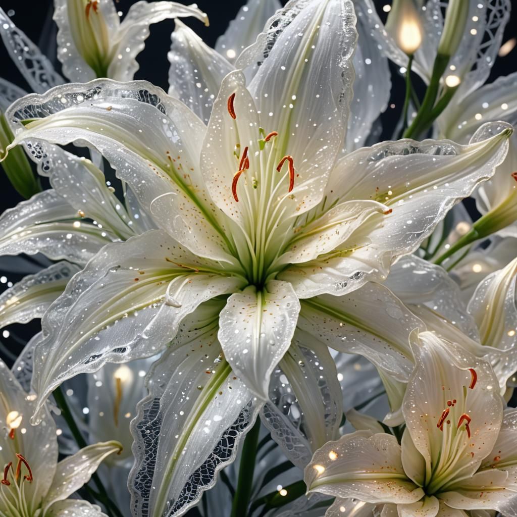 Magical Stargazer Lily Made of White Lace