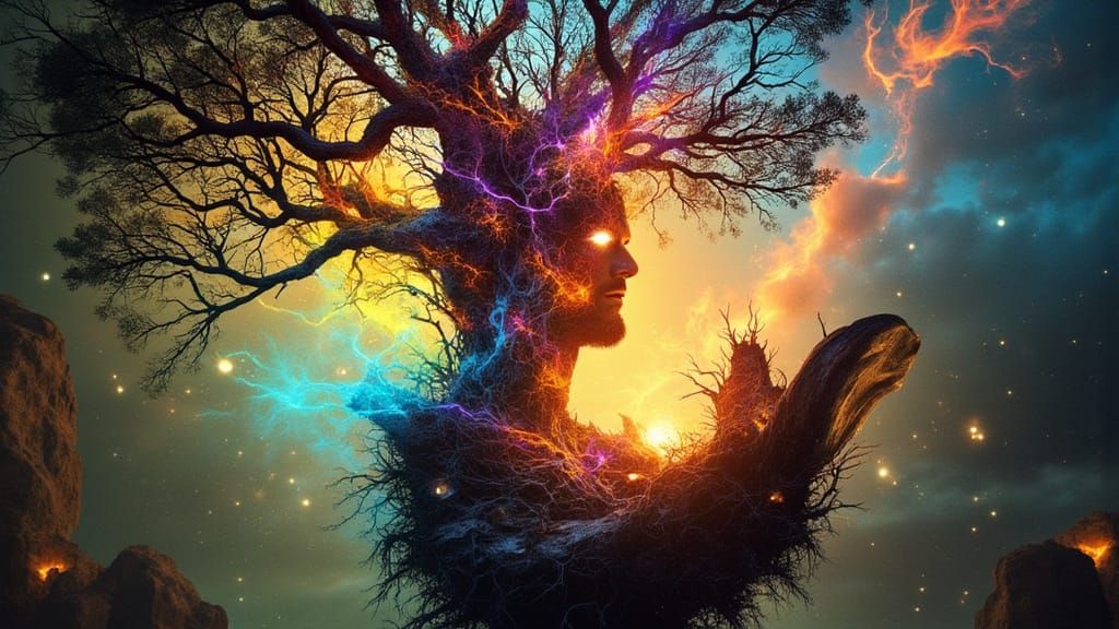 Surreal Hatchling on Floating Island in Chromatic Style