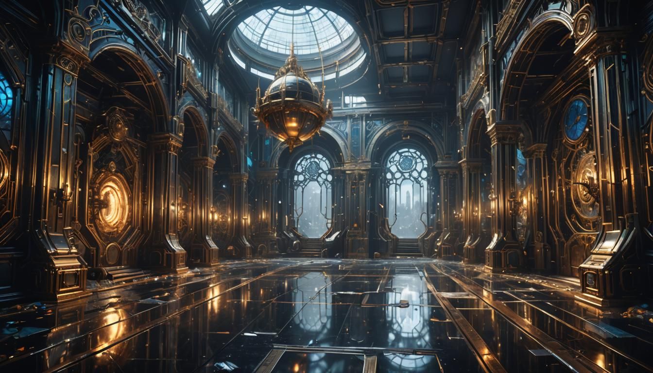 Abstract Empty Space in Polished Metal Style