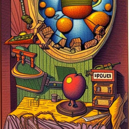 Surreal Grandfather Clock in Cubist Dada Style