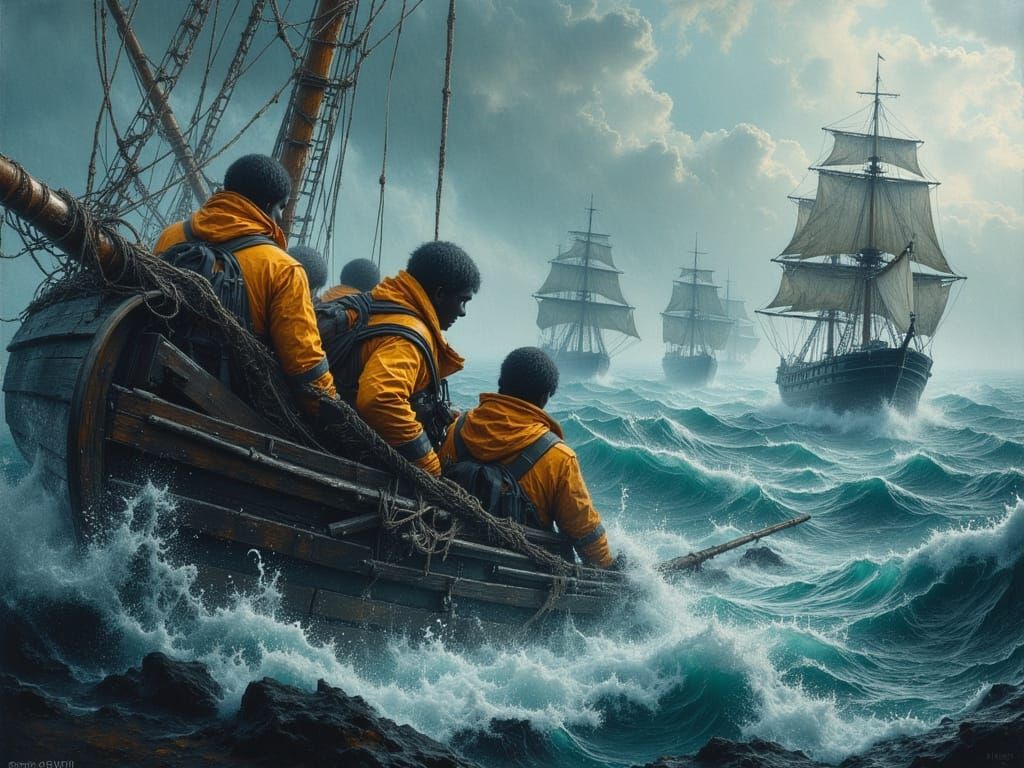 Storm-Wracked Ships in a Haunting Seascape