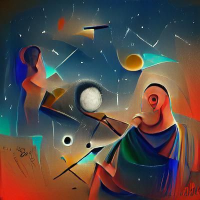 Abstract Astronomy Scene in Cubist Style