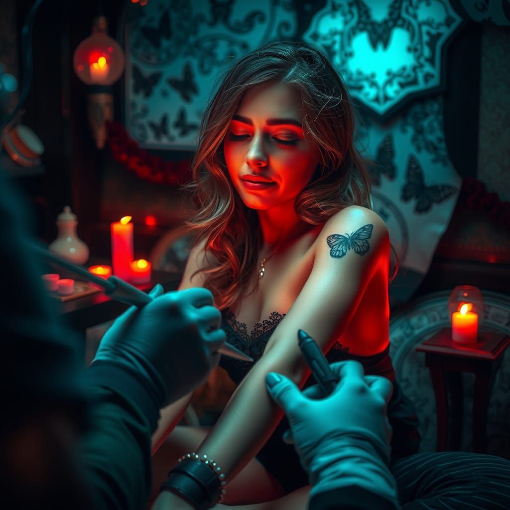 Butterfly Tattoo in Mystical Surrealist Style