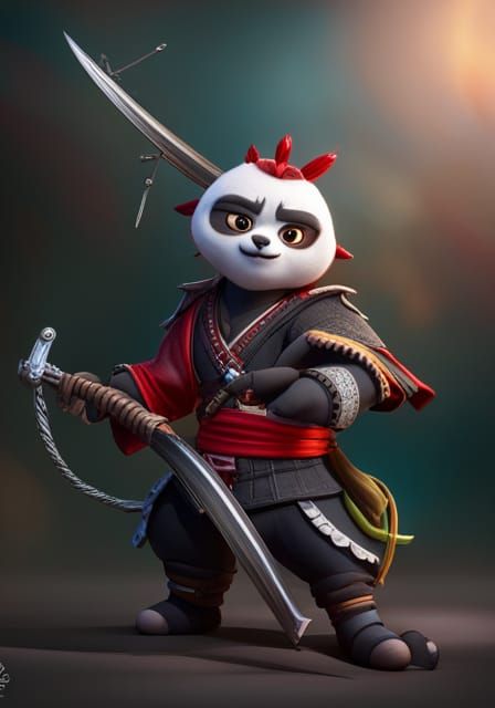 Samurai Warrior with Swords in Kung Fu Panda Style