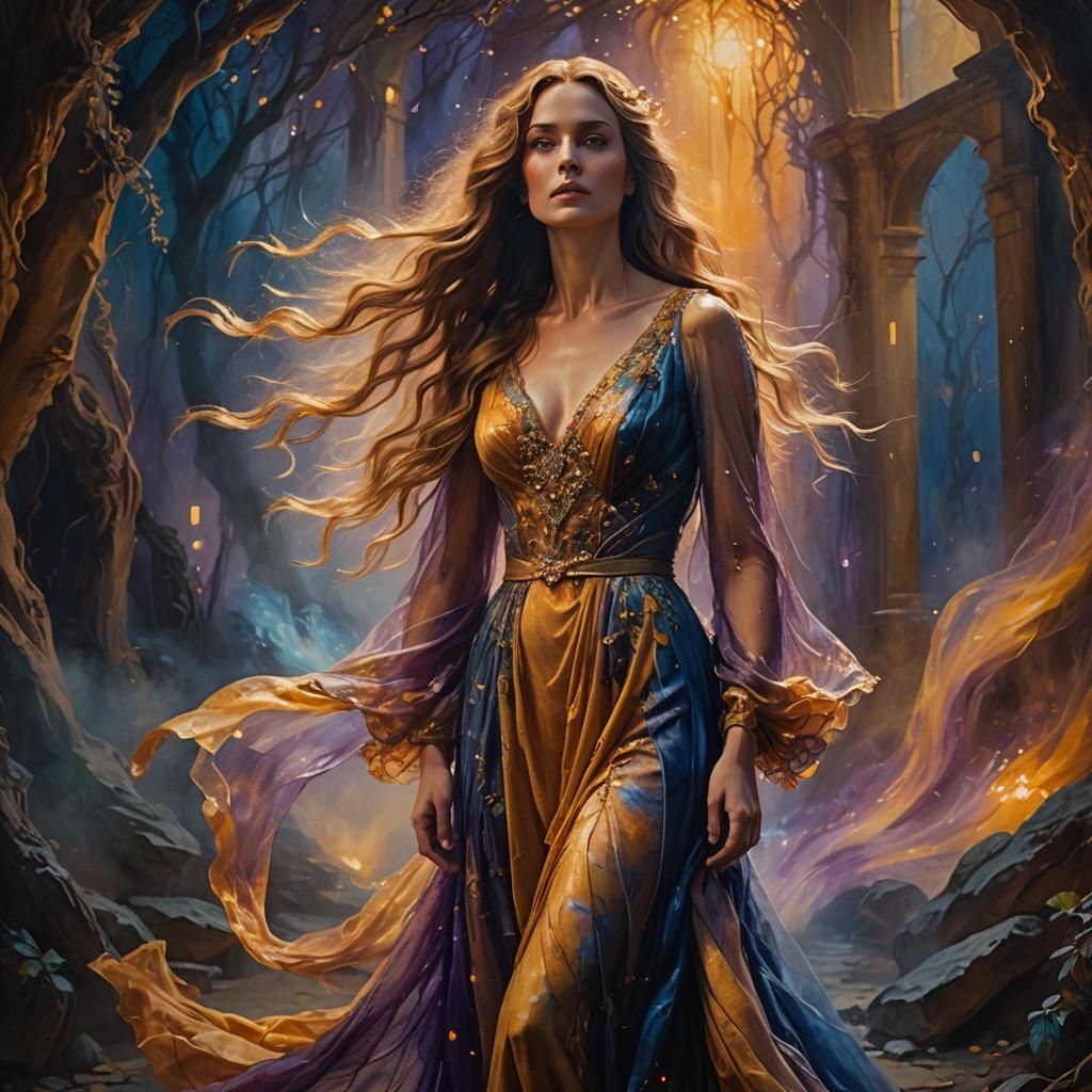 Mystical Femme Fatale in Dreamlike Setting