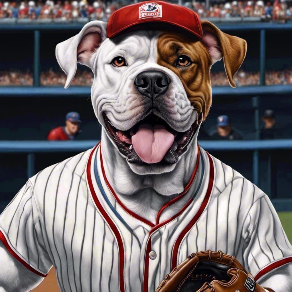 American Bulldog Playing Baseball in Hyperrealistic Style