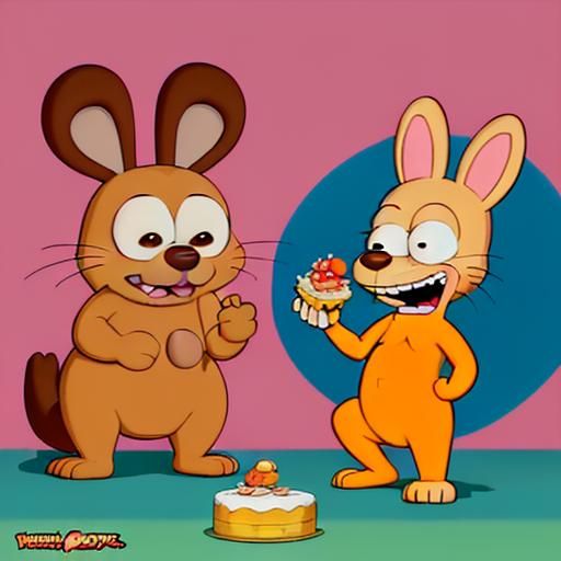 Stimpy, with a yelp, chased Bugs the Bunny,
While Ren and Buttercup shared a gummy.
Mr. Burns plotted, voice raspy and l...