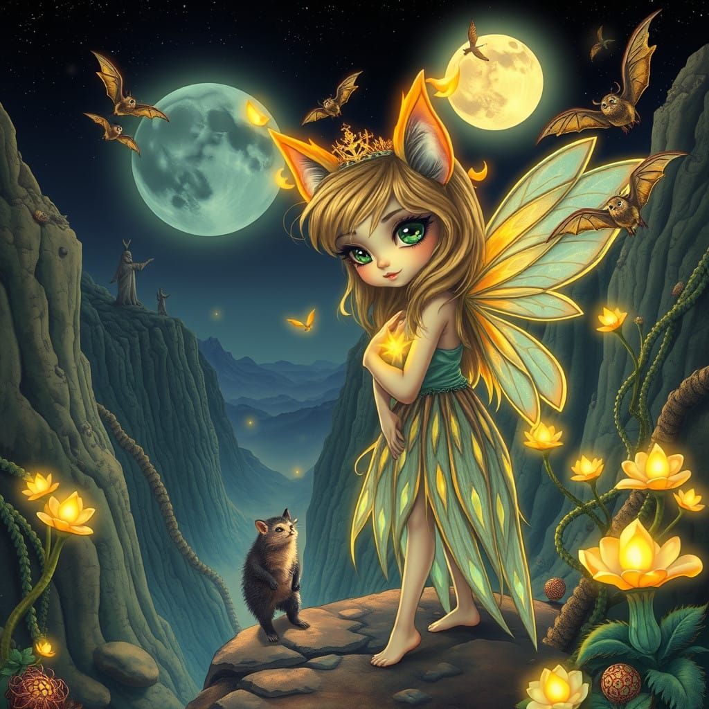 Luminous Fairy Princess in Dreamlike Desert Landscape
