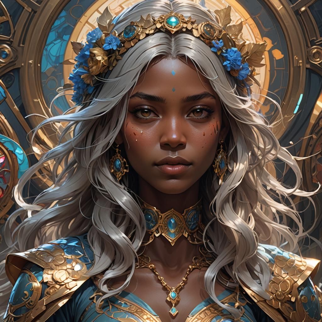 Detailed Portrait in Art Nouveau Style