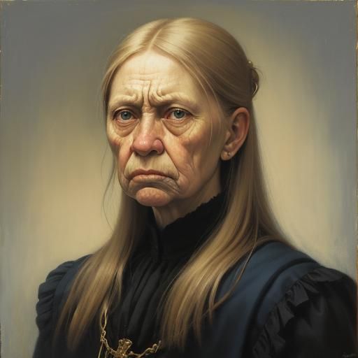 Disgusted Swedish Woman: Oil Painting