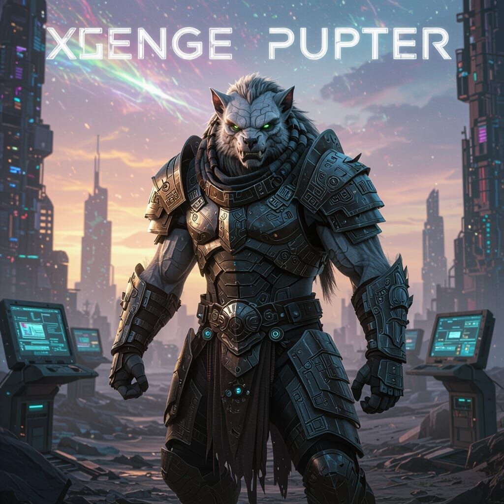 Paleofuturistic Xeno Berserker in Cybernetic Wasteland