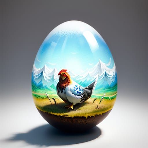 Chicken and Egg Double Exposure Watercolour