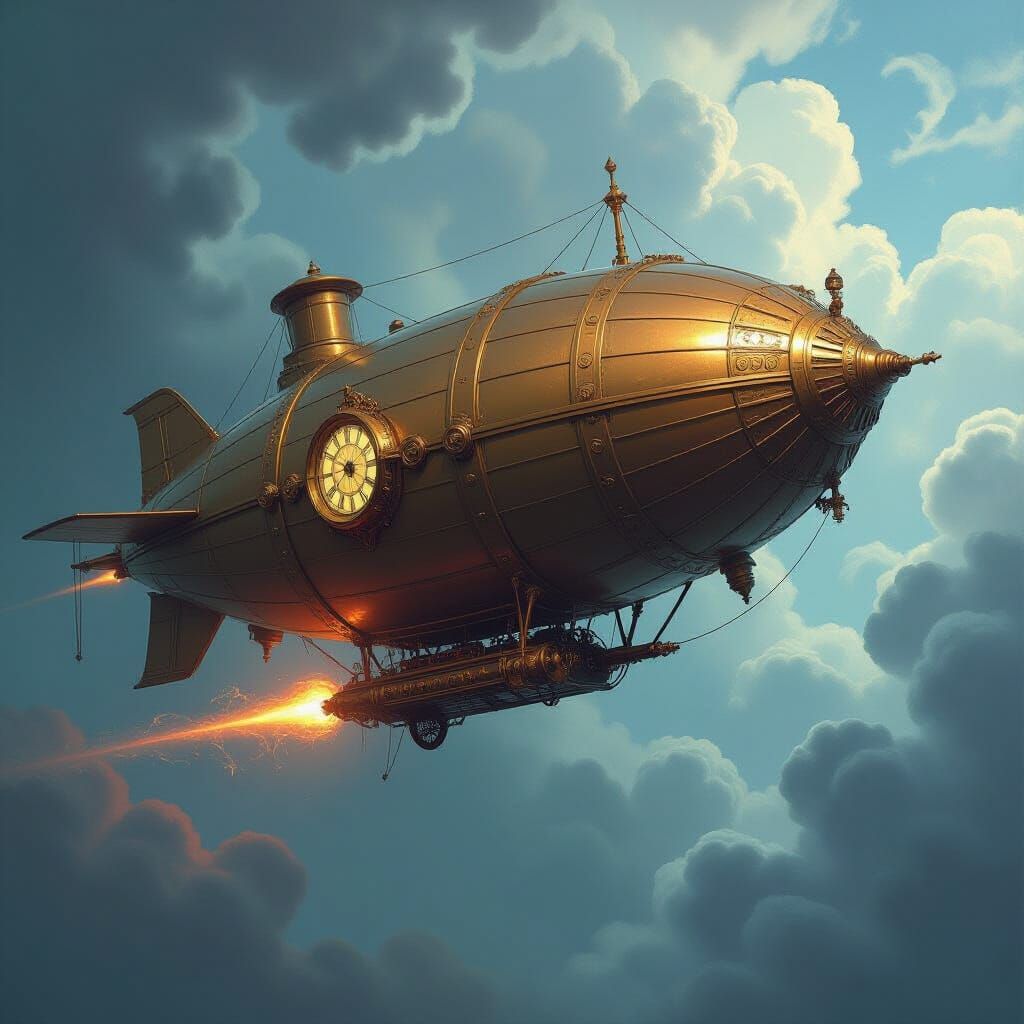 Arcane Airship Drifting Through aetherial Skies
