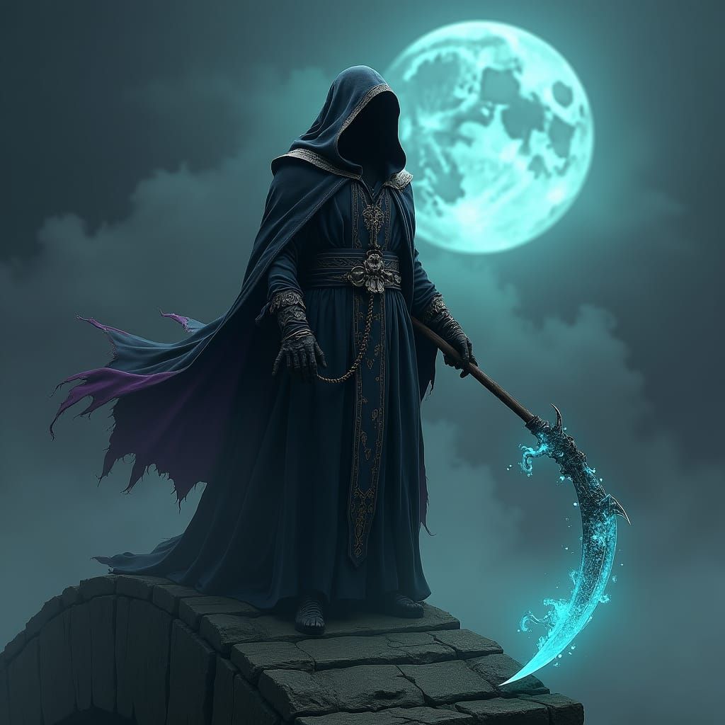 Ethereal Grim Reaper with Glowing Scythe