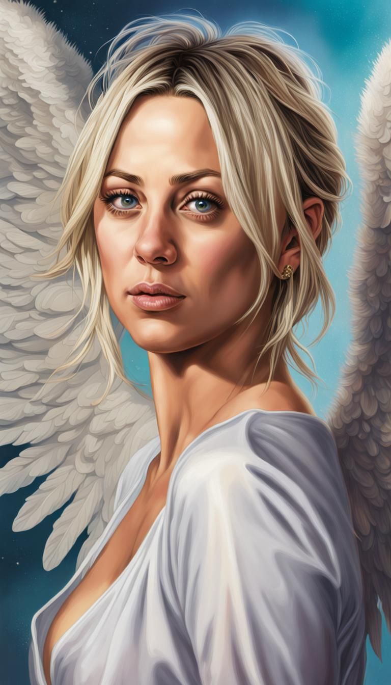 Kaley Cuoco as Angel in Hyperrealistic Digital Art