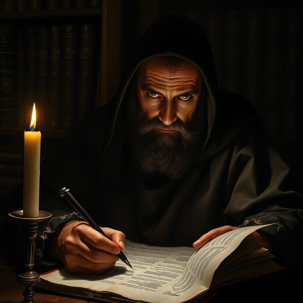“This fellow doth scribe with evil magick quill!”