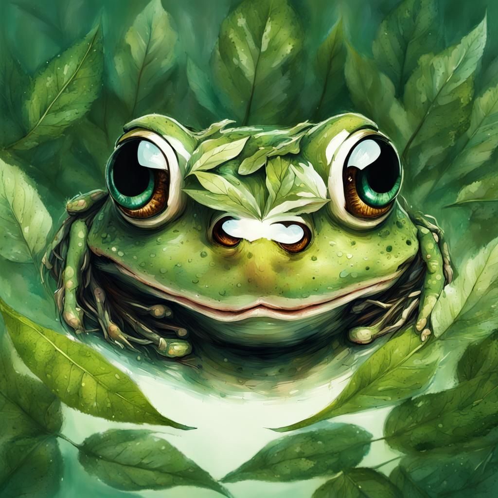 Adorable Leaf Frog Fantasy Artwork