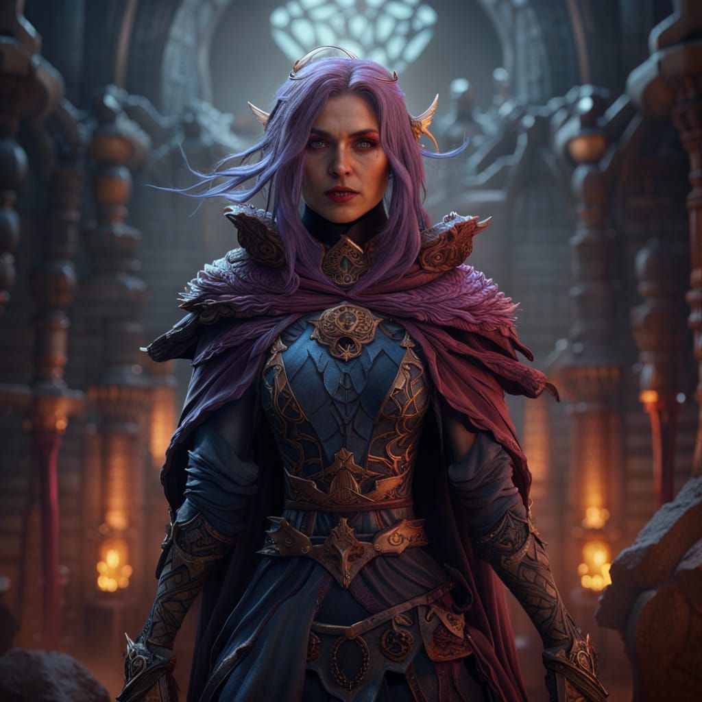 Detailed Matte Painting of a Female Necromancer