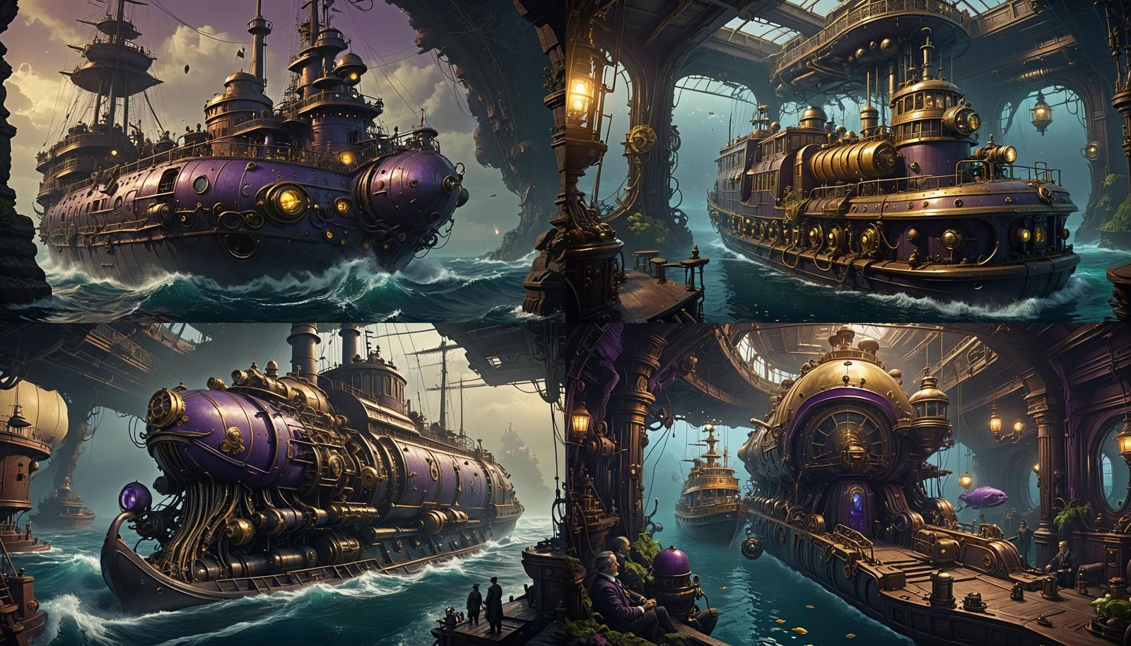 Jules Verne Captain Nemo Nautilus Victorian Adventurer Submarine under sea monsters Squids sunken ships a masterpiece, 8...