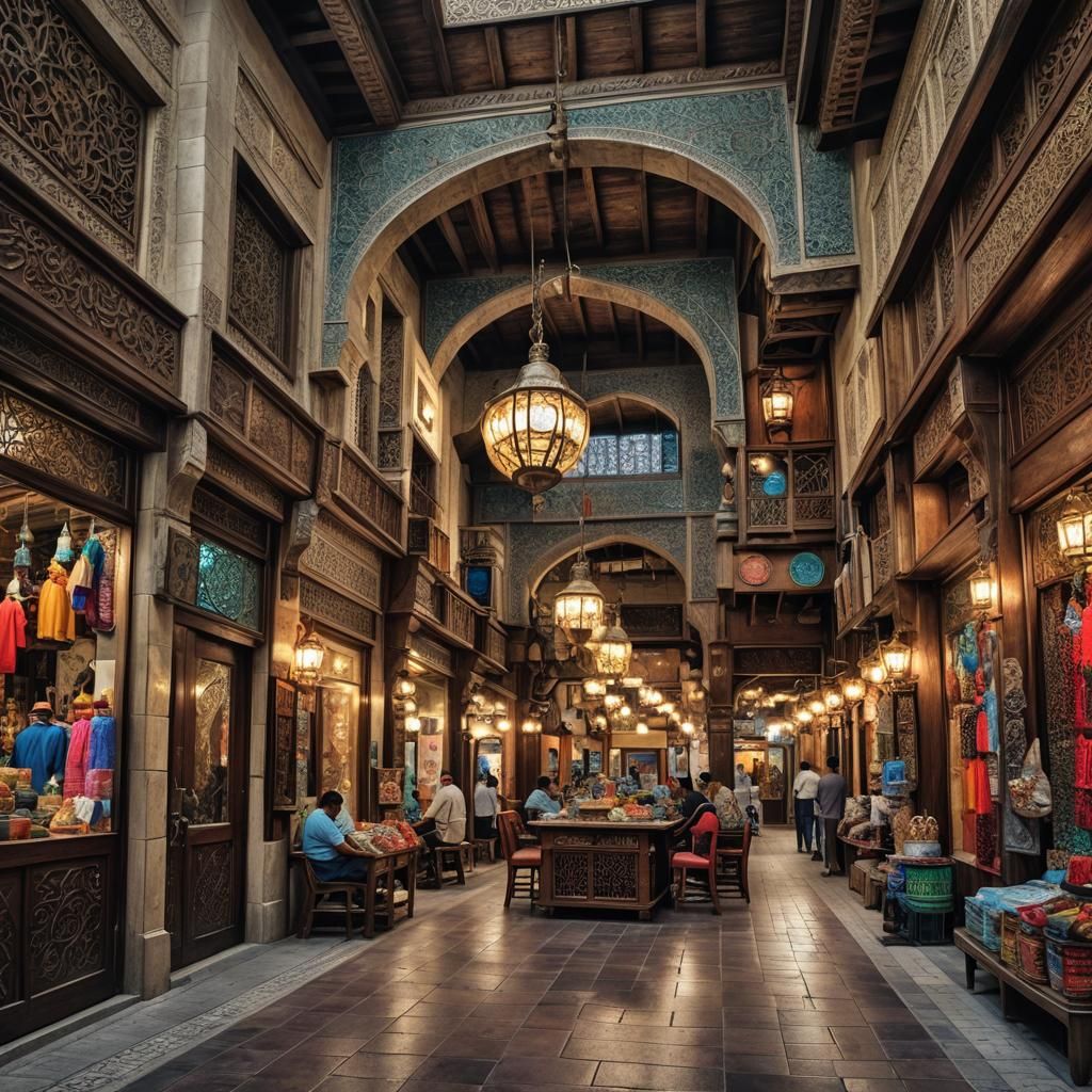 Hyperrealistic Doha Souq with Intricate Details