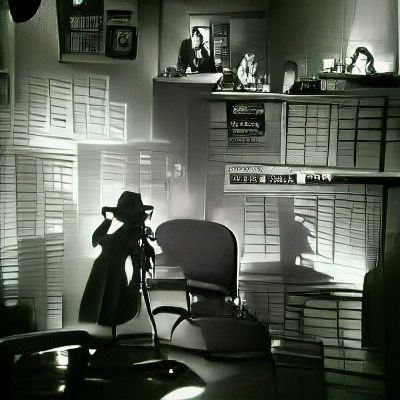 Film Noir Reporter's Office, 1940s Style
