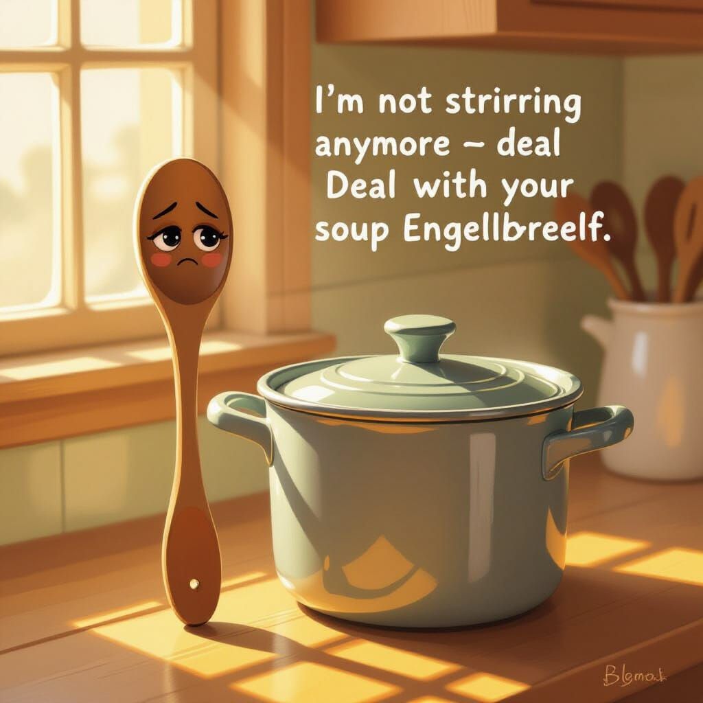 Sad Wooden Spoon Refuses to Stir Soup