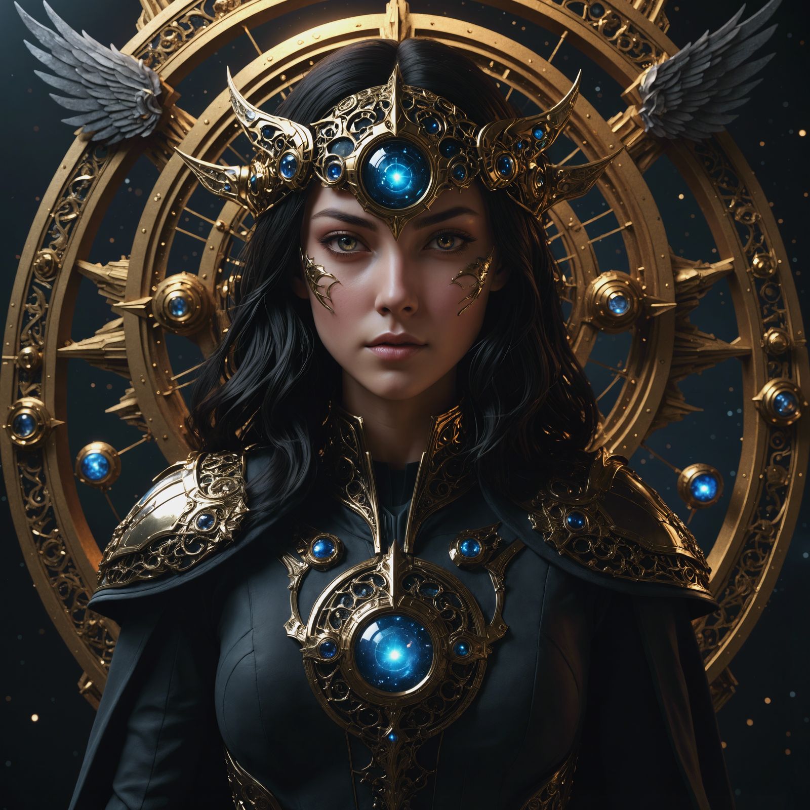 Luminescent Cyberpunk Plague Doctor with Raven Mask