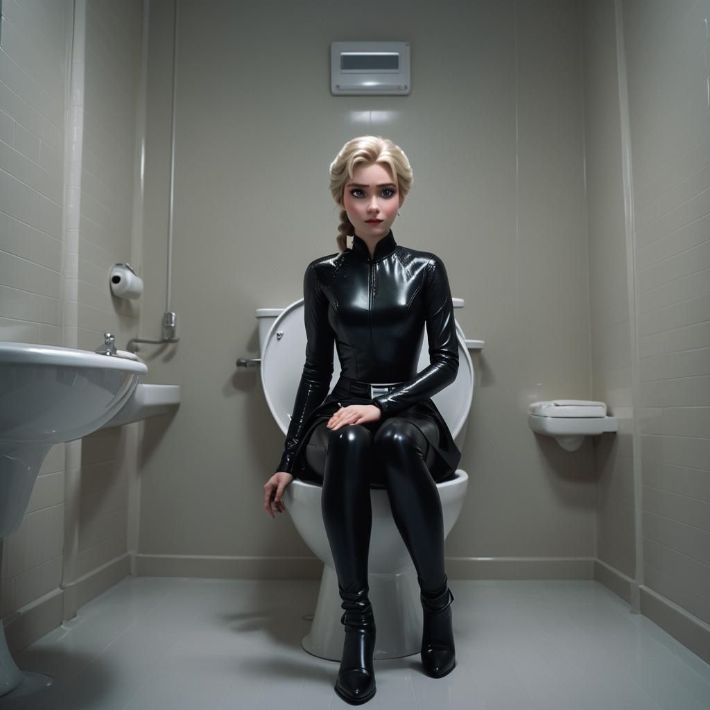 Elsa in Black Latex: Cinematic Film Still