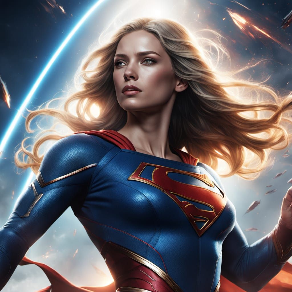 Supergirl Lifts Spaceship with Cosmic Energy