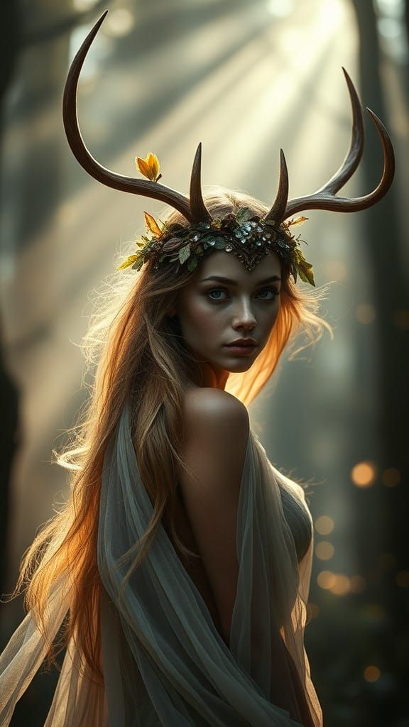 Ethereal Dryad Embodying Forest Magic