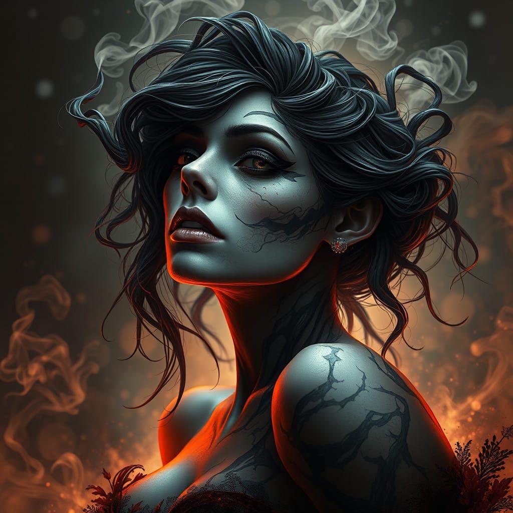 Surrealist Goddess with Ghoul Aura in Dark, Dreamlike Univer...