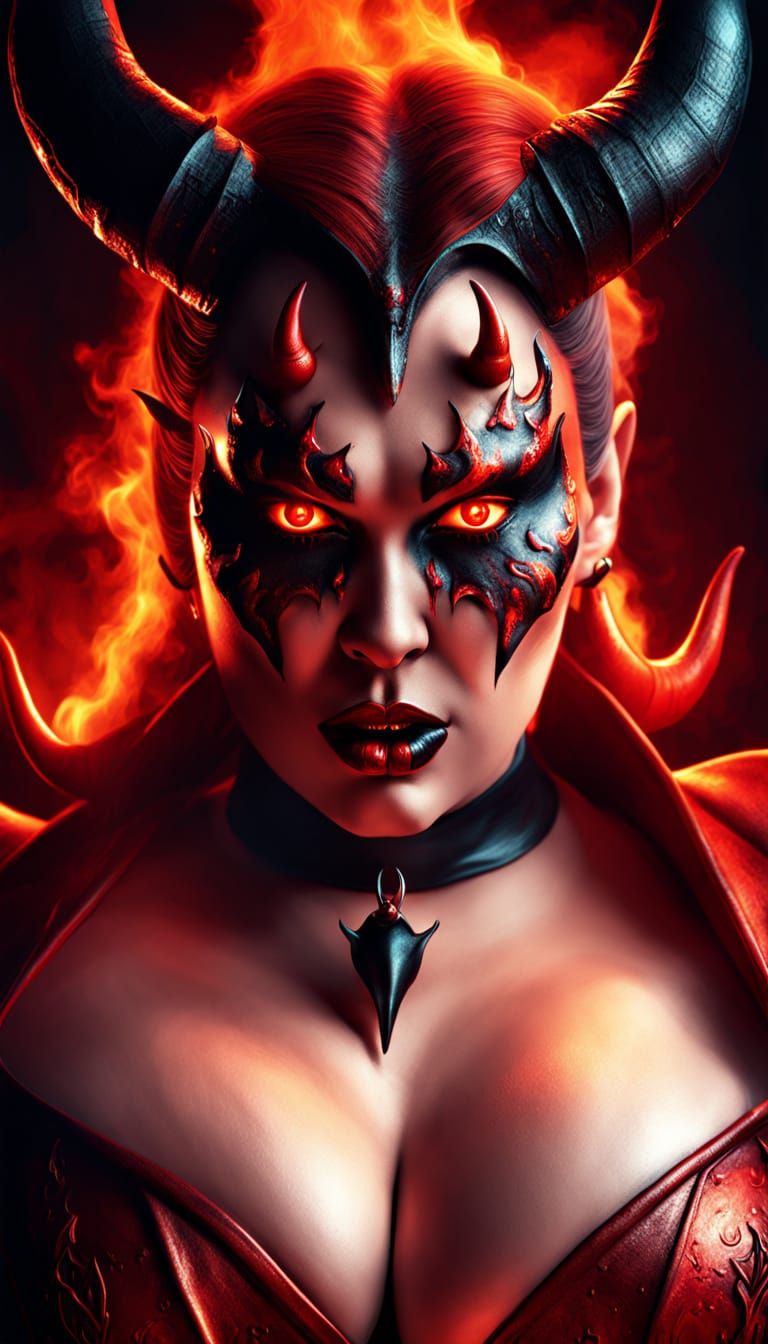 Plus-Sized Devil Arches Back in Vivid Digital Art