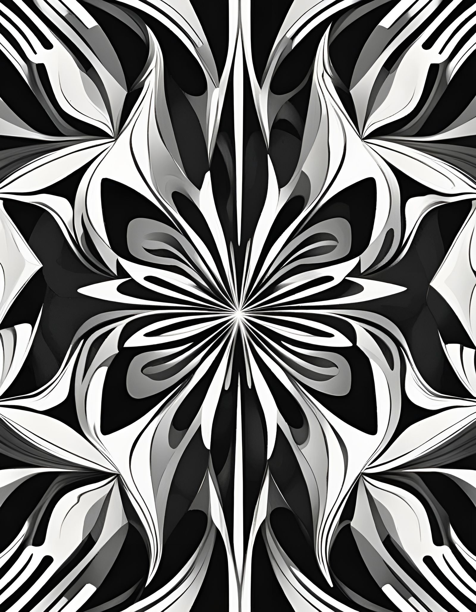 Monochromatic Abstract Psychedelic Mirrored Design