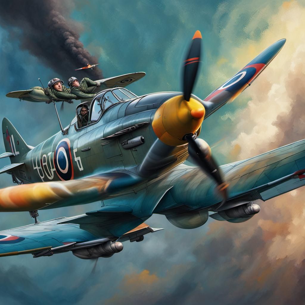 Dolphin Pilot Flying a Spitfire in Hyperrealistic Style