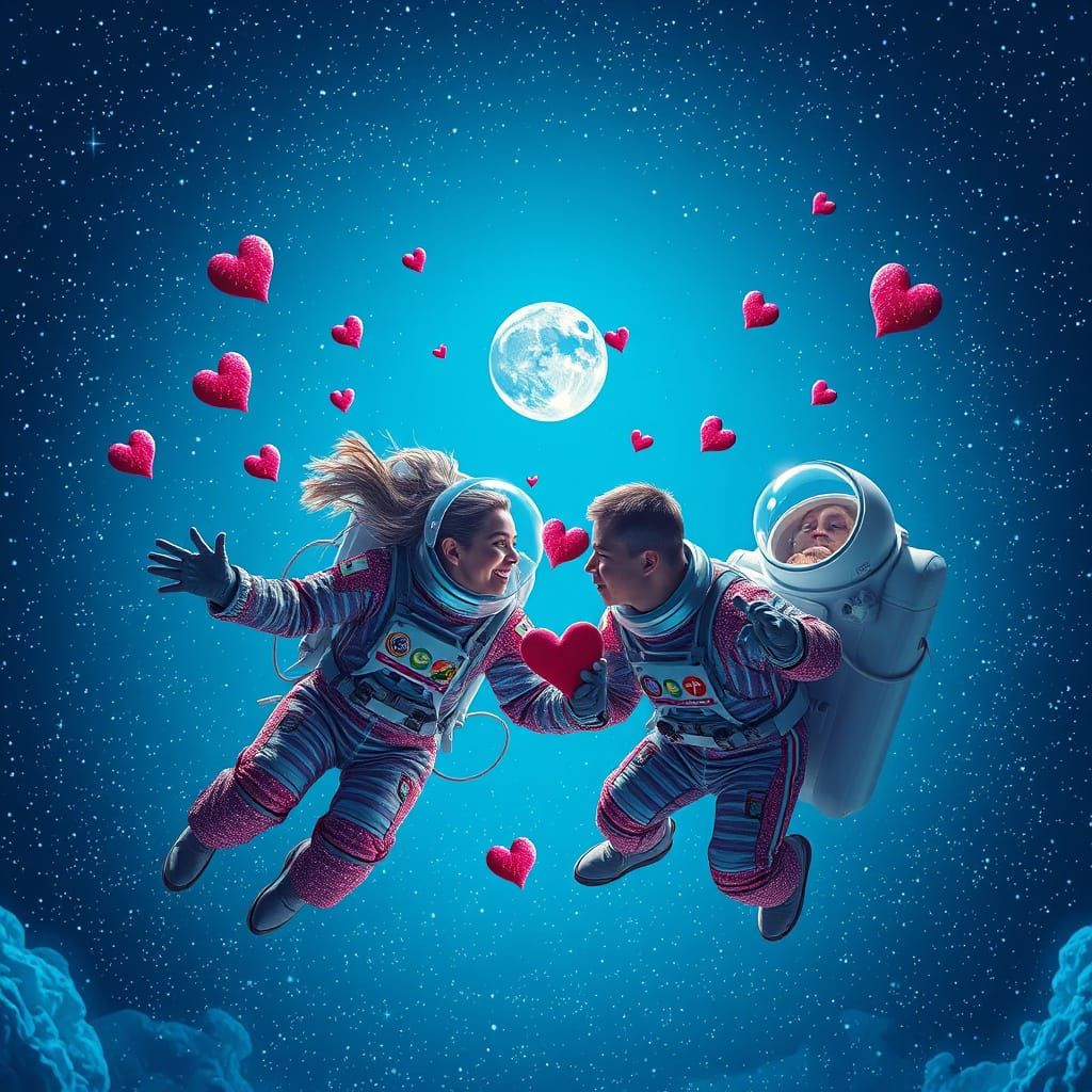 Glittering Astronauts in Cosmic True Love