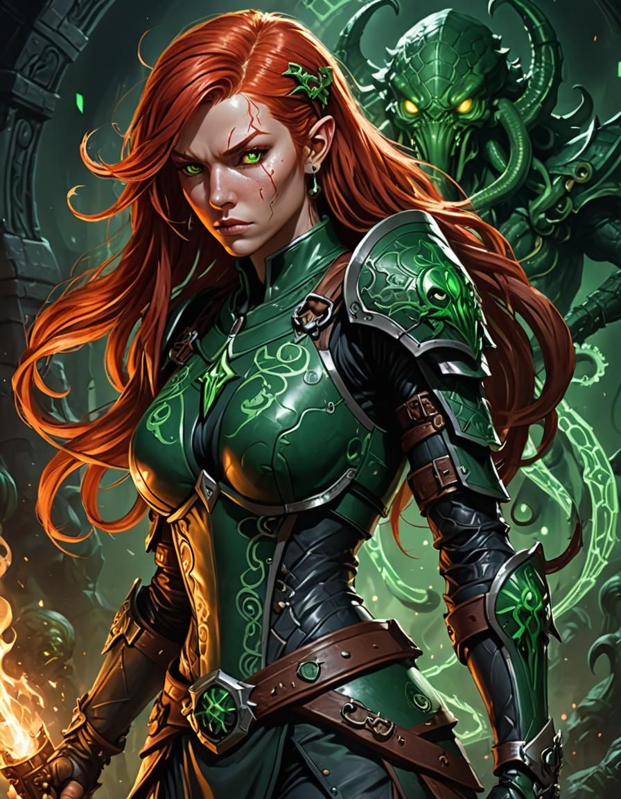 Eldritch Warrior Goddess in Cthulhu-Inspired Armor