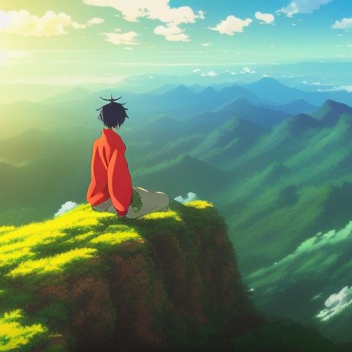 Taoist Mountain Peak: Studio Ghibli Anime Visual