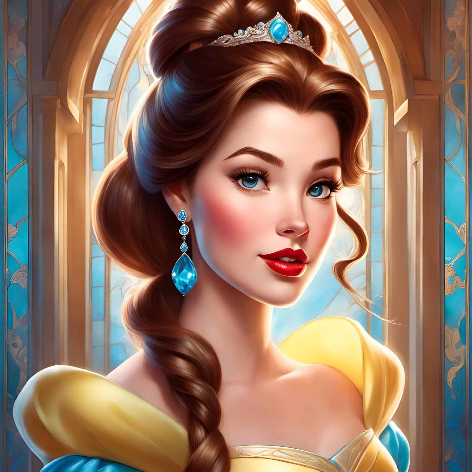 Gorgeous Princess Belle with Cyan Jewels