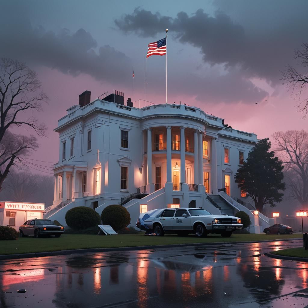 Futuristic White House with a Mysterious Message