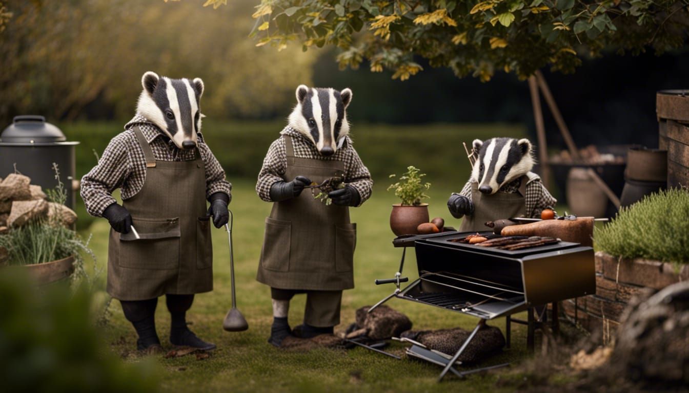 Badger Gardeners at a Barbecue in Tweed